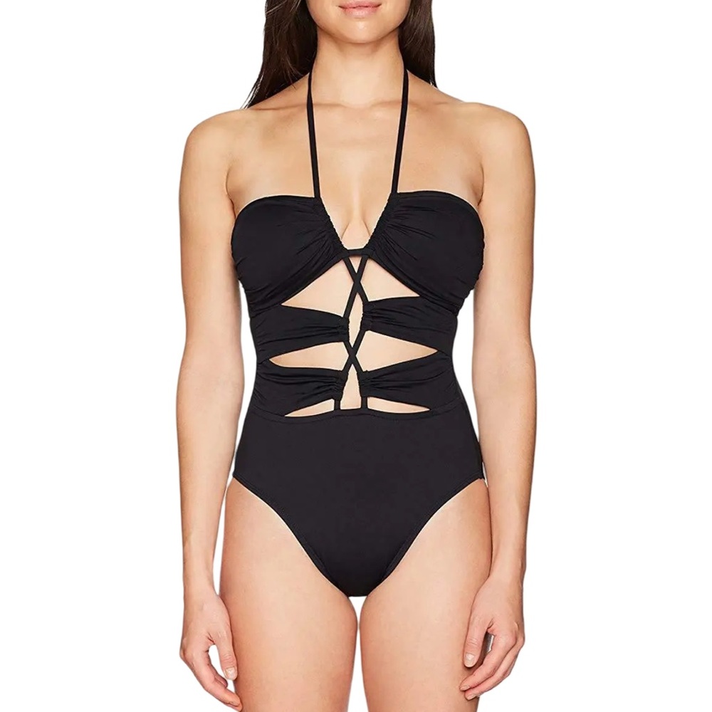 La Blanca Women's Island Goddess Bandeau Cut Out One Piece Swimsuit Plus 16